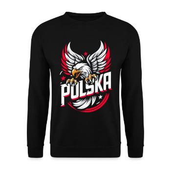 Polska Pologne Aigle Emblème Drapeau Drapeau Cadeau - Sweat-shirt Unisexe - noir - Devant - Alina (178cm) & Michal (187cm)