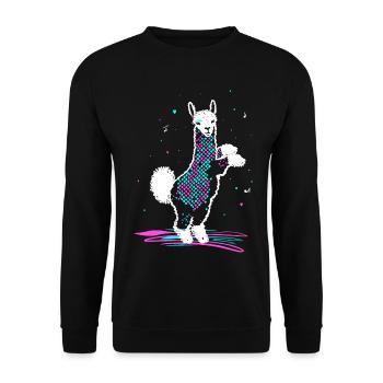 Alpaca in 80s Disco Retro Style Funky Alpaca - Unisex Sweatshirt - black - Front - Alina (178cm) & Michal (187cm)