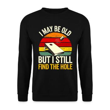 Humor Mann Cornhole Spieler - Unisex Pullover - Schwarz - Vorne - Alina (178cm) & Michal (187cm)