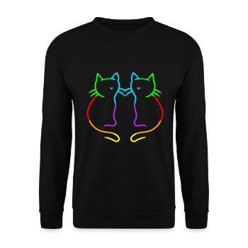 Regenbogen Katzen LGBT Gay Pride - Unisex Pullover - Schwarz - Vorne - Alina (178cm) & Michal (187cm)