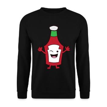 Ketchup - bouteille de ketchup joyeuse et clignotante - Sweat-shirt Unisexe - noir - Devant - Alina (178cm) & Michal (187cm)