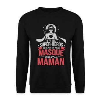 Maman Super-Héros sans Masque - Sweat-shirt Unisexe - noir - Devant - Alina (178cm) & Michal (187cm)