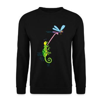 Die Libelle und das Chamäleon - Unisex Pullover - Schwarz - Vorne - Alina (178cm) & Michal (187cm)