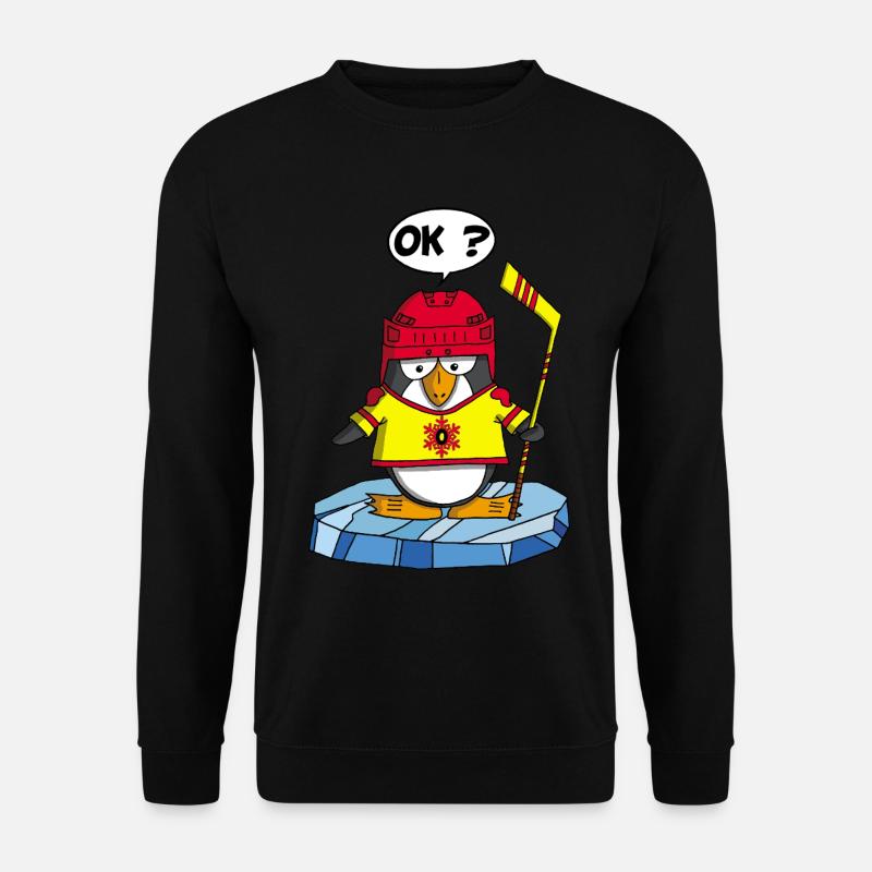 Pinguin und Wintersport - Unisex Pullover - Schwarz