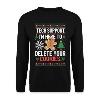 Tech Support Cookie Saying - Unisex Sweatshirt - black - Front - Alina (178cm) & Michal (187cm)