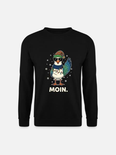 Seagull Santa Claus Christmas Fairy Lights - Unisex Sweatshirt - black