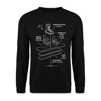 Snowboard Blueprint Funny Design - Unisex Pullover - Schwarz - Vorne - Alina (178cm) & Michal (187cm)