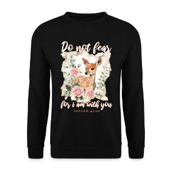 Reh Bibelvers Christlich - Unisex Pullover - Schwarz - Vorne - Alina (178cm) & Michal (187cm)