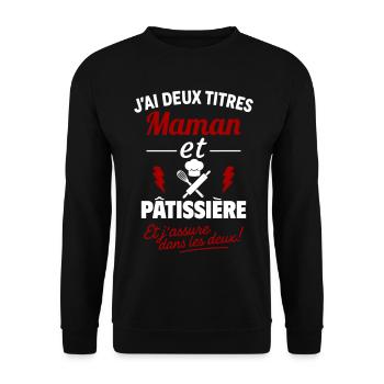 Pastry Mom Two Titles Humor Gift - Unisex Sweatshirt - black - Front - Alina (178cm) & Michal (187cm)