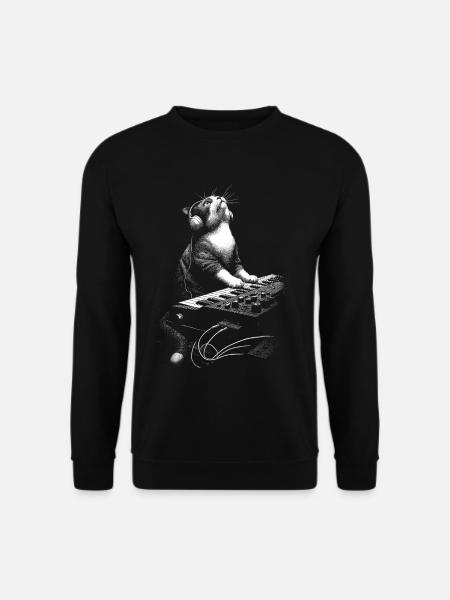 Cat Plays Synthesizer - Musikproducer Gave - Unisex sweater - sort