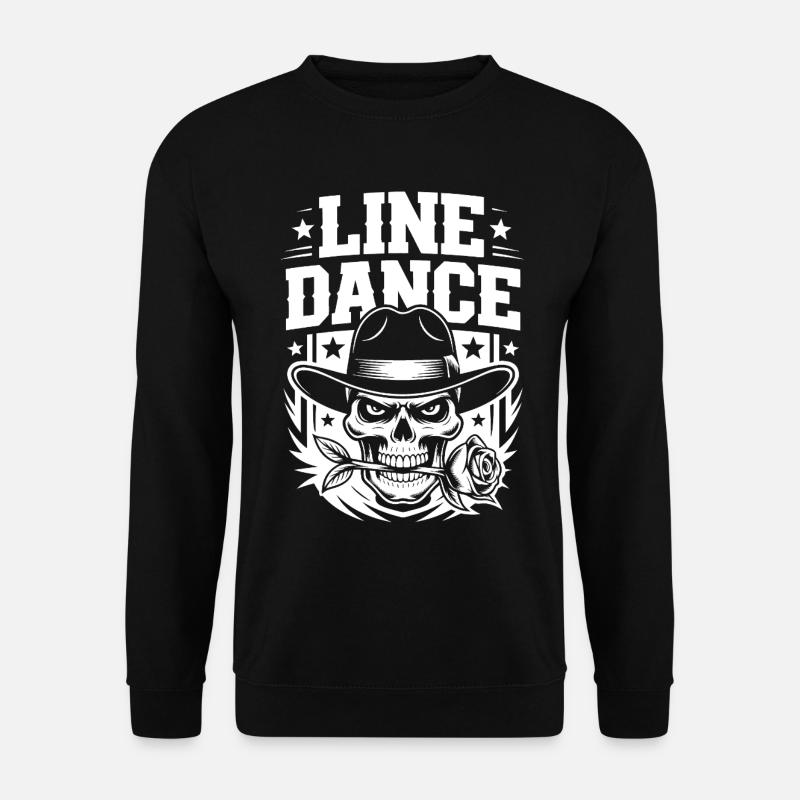 Line Dance Skelett mit Rose - Unisex Pullover - Schwarz