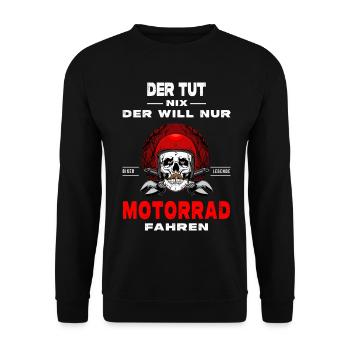 Der tut nix der will nur Motorrad fahren - Unisex Pullover - Schwarz - Vorne - Alina (178cm) & Michal (187cm)