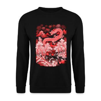 Fireworks Dragon Spirit - Unisex Pullover - Schwarz - Vorne - Alina (178cm) & Michal (187cm)