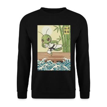 Kawaii Martial Arts Praying Mantis - Unisex Sweatshirt - black - Front - Alina (178cm) & Michal (187cm)