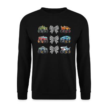 Mama Monster Truck – Cooles Design für Power Mamas - Unisex Pullover - Schwarz - Vorne - Alina (178cm) & Michal (187cm)