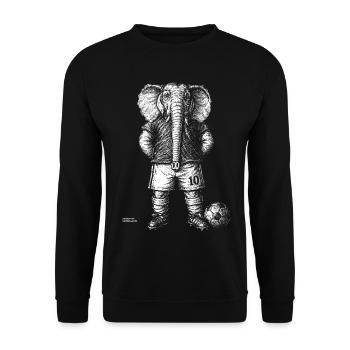 Elephant with football for black/dark shirts - Unisex Sweatshirt - black - Front - Alina (178cm) & Michal (187cm)