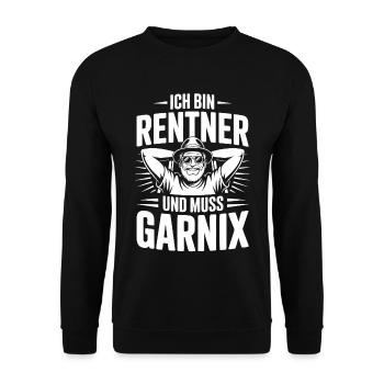 Ich bin Rentner und muss Garnix - Unisex Pullover - Schwarz - Vorne - Alina (178cm) & Michal (187cm)