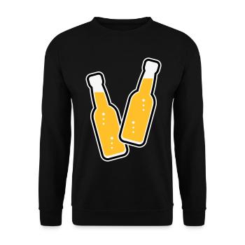 2 Flaschen Stoßen An (Limonade Softdrink / POS 3C) - Unisex Pullover - Schwarz - Vorne - Alina (178cm) & Michal (187cm)