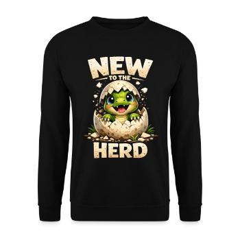 Cute Baby Dinosaur – New to the Herd - Unisex Sweatshirt - black - Front - Alina (178cm) & Michal (187cm)