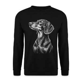 Chemise dessinée en ligne de chien portrait teckel - Sweat-shirt Unisexe - noir - Devant - Alina (178cm) & Michal (187cm)