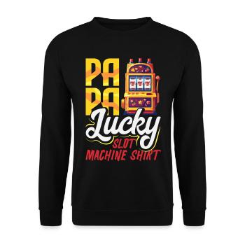 Dad Lucky Slot Machine Shirt Casino Gambling - Unisex Sweatshirt - black - Front - Alina (178cm) & Michal (187cm)