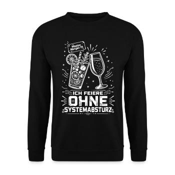 Ich feiere ohne Systemabsturz - Unisex Pullover - Schwarz - Vorne - Alina (178cm) & Michal (187cm)