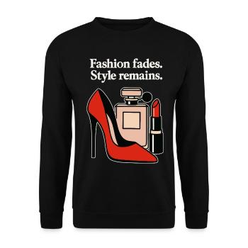 Fashion fades. Style remains. - Elegant High Heel  - Unisex Pullover - Schwarz - Vorne - Alina (178cm) & Michal (187cm)