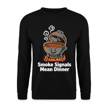 Smoke Signals Mean Dinner BBQ Grill - Unisex Pullover - Schwarz - Vorne - Alina (178cm) & Michal (187cm)