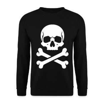 Schädel und Knochen Piraten-Print - Unisex Pullover - Schwarz - Vorne - Alina (178cm) & Michal (187cm)