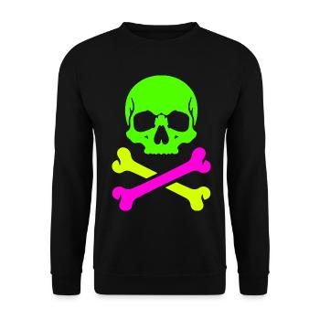 Neon Skull Crossed Bones Colorful Pirate Skull - Unisex Sweatshirt - black - Front - Alina (178cm) & Michal (187cm)