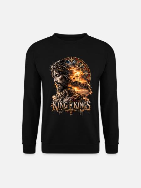 König der Könige – Jesus & Kreuze - Unisex Pullover - Schwarz