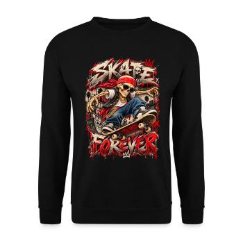 Skelett-Skater Forever Graffiti - Unisex Pullover - Schwarz - Vorne - Alina (178cm) & Michal (187cm)
