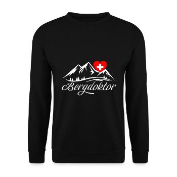 Bergdoktor Berge Alpen Apres Ski Skifahren - Unisex Pullover - Schwarz - Vorne - Alina (178cm) & Michal (187cm)