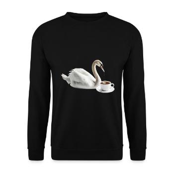 Schwan Kaffee - Unisex Pullover - Schwarz - Vorne - Alina (178cm) & Michal (187cm)