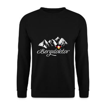 Bergdoktor Berge Alpen Apres Ski Skifahren - Unisex Pullover - Schwarz - Vorne - Alina (178cm) & Michal (187cm)