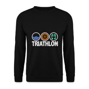 Triathlon Swimming Cycling Running Gift - Unisex Sweatshirt - black - Front - Alina (178cm) & Michal (187cm)