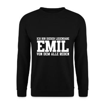 Emil Name Design - Unisex Pullover - Schwarz - Vorne - Alina (178cm) & Michal (187cm)