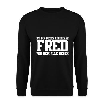 Fred Name Design - Unisex Pullover - Schwarz - Vorne - Alina (178cm) & Michal (187cm)