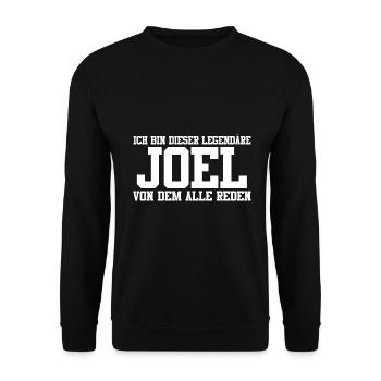 Joel Name Design - Unisex Pullover - Schwarz - Vorne - Alina (178cm) & Michal (187cm)
