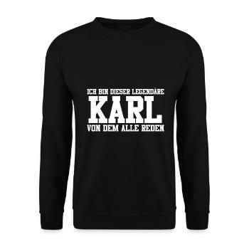 Karl Name Design - Unisex Pullover - Schwarz - Vorne - Alina (178cm) & Michal (187cm)