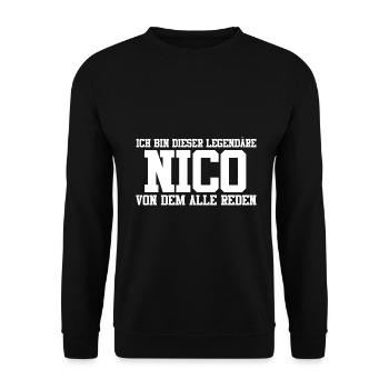 Nico Name Design - Unisex Pullover - Schwarz - Vorne - Alina (178cm) & Michal (187cm)