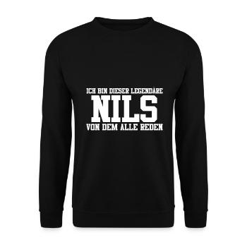 Nils Name Design - Unisex Pullover - Schwarz - Vorne - Alina (178cm) & Michal (187cm)