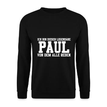 Paul Name Design - Unisex Pullover - Schwarz - Vorne - Alina (178cm) & Michal (187cm)