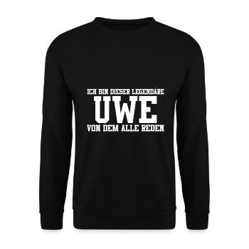 Uwe Name Design - Unisex Pullover - Schwarz - Vorne - Alina (178cm) & Michal (187cm)