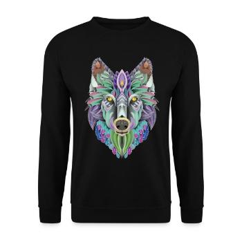 totem of the wolf - Unisex Sweatshirt - black - Front - Alina (178cm) & Michal (187cm)