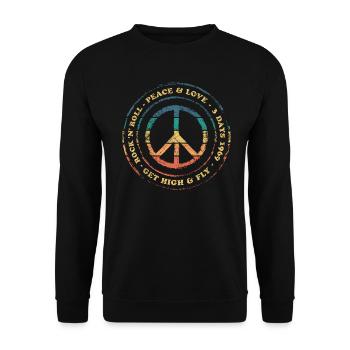 Peace Love Rock N Roll Vintage Retro - Unisex Sweatshirt - black - Front - Alina (178cm) & Michal (187cm)