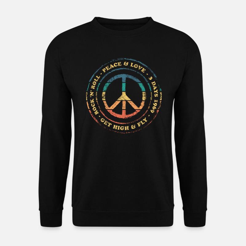 Peace Love Rock N Roll Vintage Retro - Unisex Pullover - Schwarz