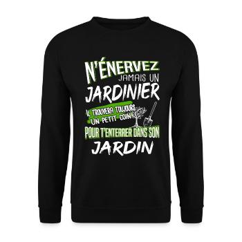jardinier jardin - Sweat-shirt Unisexe - noir - Devant - Alina (178cm) & Michal (187cm)