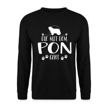 DIE MIT PON GEHT Hundespruch Hunde Hund - Unisex Pullover - Schwarz - Vorne - Alina (178cm) & Michal (187cm)