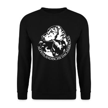 ALPENLÄNDISCHE DACHSBRACKE Hundeportrait Wilsigns - Unisex Pullover - Schwarz - Vorne - Alina (178cm) & Michal (187cm)